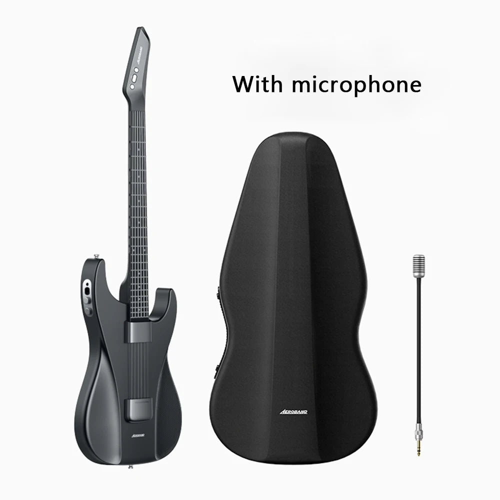 AeroBand Guitarra eléctrica de viaje Cuerda de silicona sin dolor Todo en uno 9 estilos de sonido Bajo acústico con micrófono con altavoz