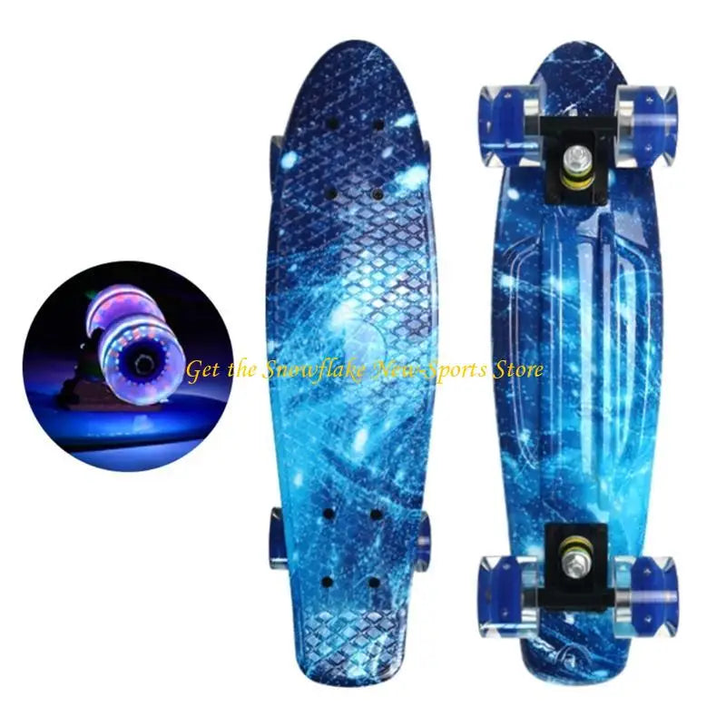 Patineta Completa Mini Cruiser de 22 Pulgadas, Longboard con Ruedas Luminosas, Patineta Fishboard para Adultos, Niños y Adolescentes