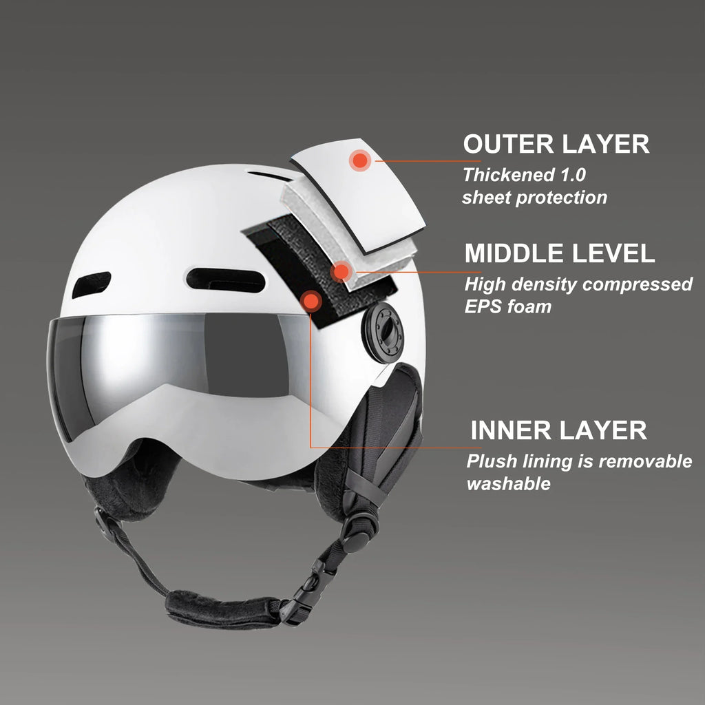 Casco de esquí Seeker con gafas Casco de nieve de invierno Deportes al aire libre Esquí alpino Casco de patinaje Casco de esquí para hombres y mujeres adultos
