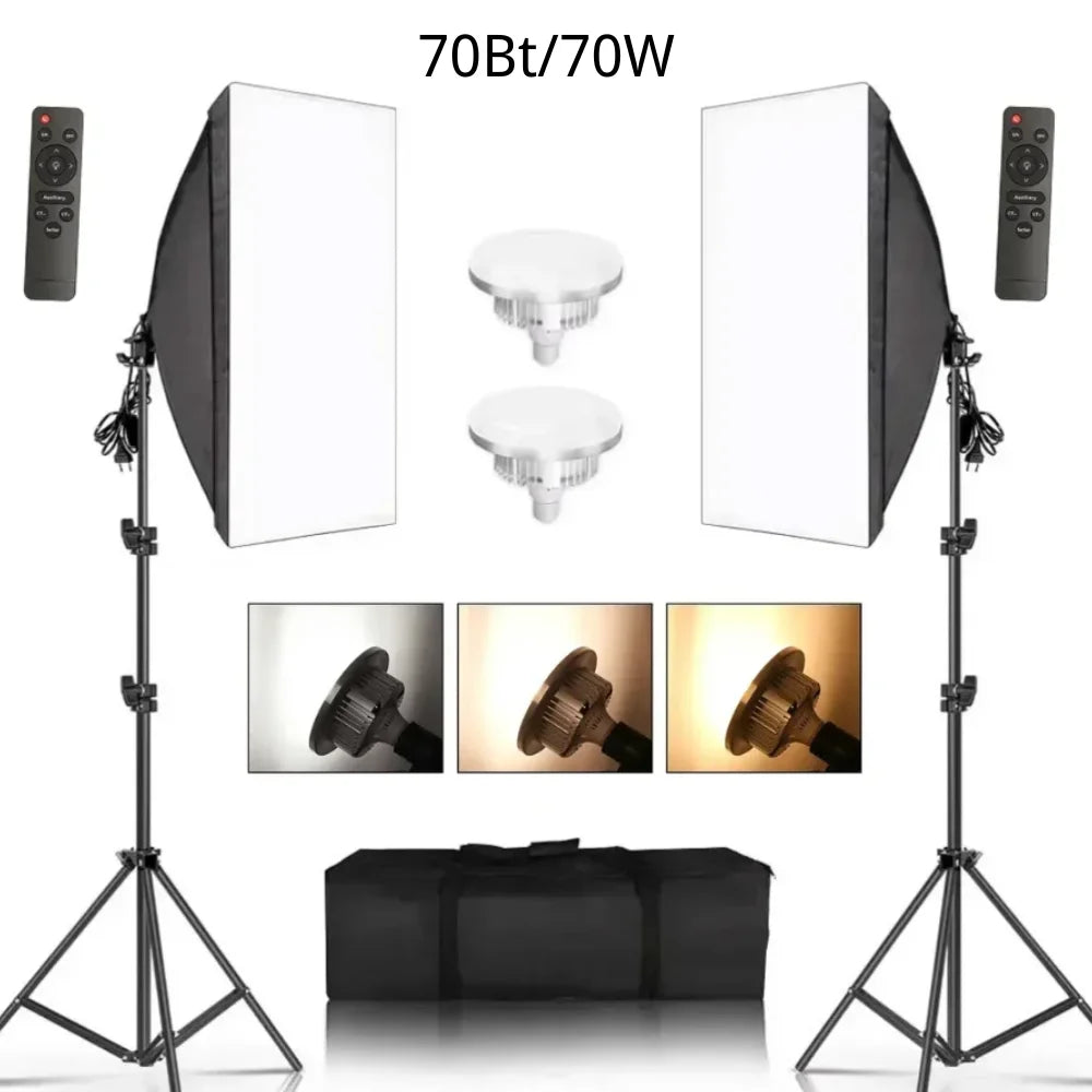 Kit de fotografía de luz Softbox, trípode de fotografía de 2M para luz de disco de caja suave Led de 45W, soporte de estudio fotográfico, iluminación, lámpara de grabación de vídeo