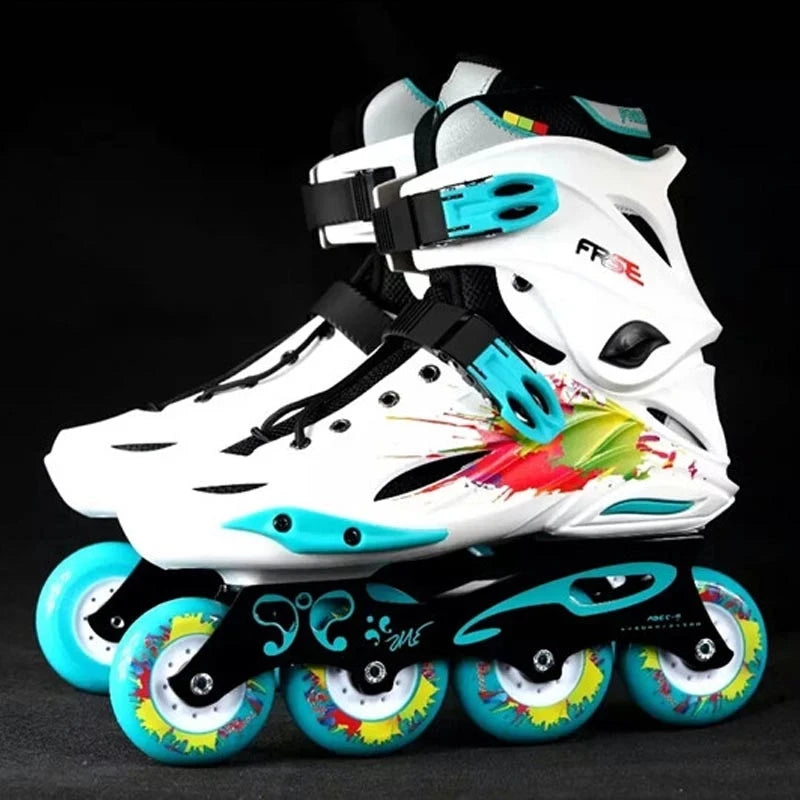 Patines en línea originales de PU para adultos y niños, 4 ruedas, Patines de marco plano para Slalom, deslizamiento, FSK, patinaje de carretera