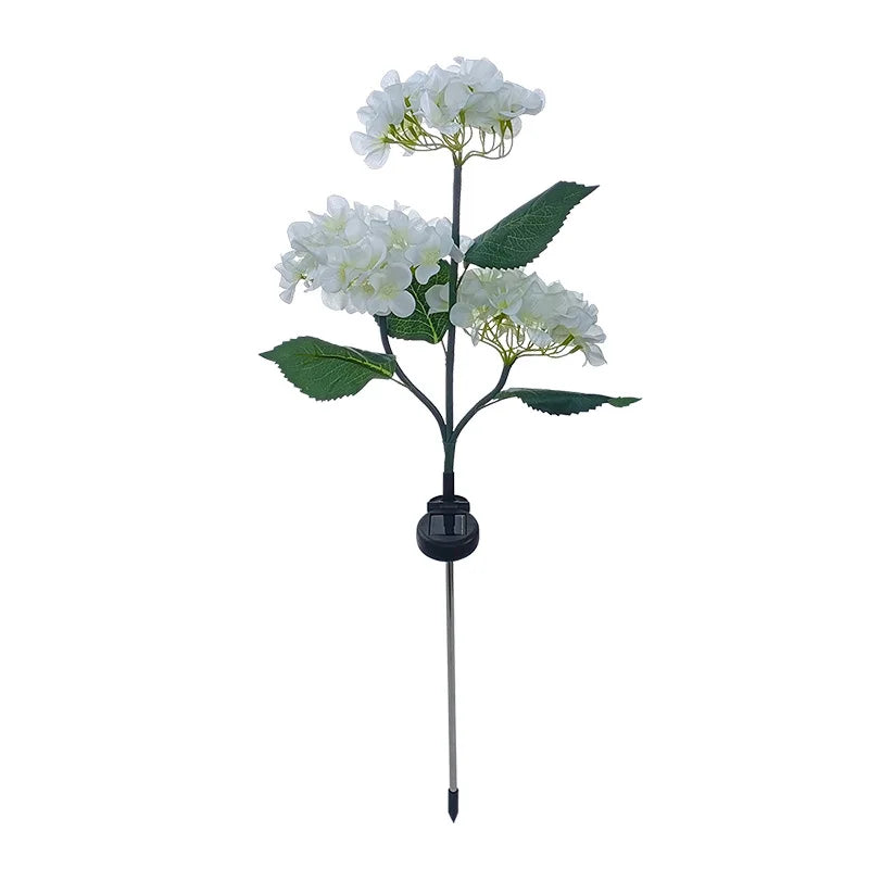 Luz LED de hortensia con energía solar, lámpara de jardín artificial realista, lámpara de césped semi-empotrada para patio exterior y caminos