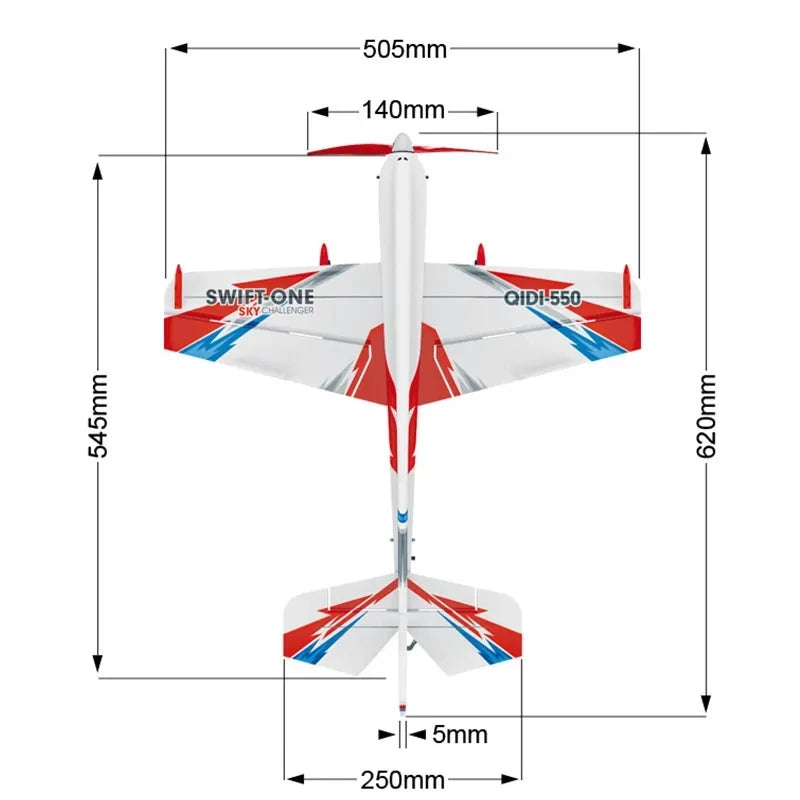 QIDI-550 Avión RC 3D Apertura de 500 mm Acrobacias colgantes de una tecla con giroscopio de 6 ejes Control de vuelo resistente al viento Avión RTF