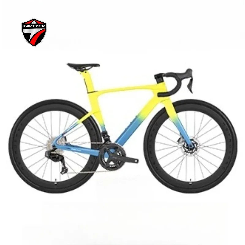 Bicicleta de carretera de fibra de carbono TWITTER Gravel V3, velocidad variable electrónica SENTYEH, ES7000-1*13 velocidades, frenos de disco hidráulicos, bicicleta de gravel