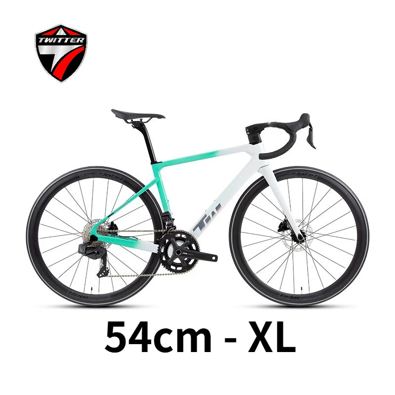 Bicicleta de carretera TWITTER 105/R7120 RS-22/24S de fibra de carbono para carreras, con freno de disco hidráulico y diseño aerodinámico, 700*25C