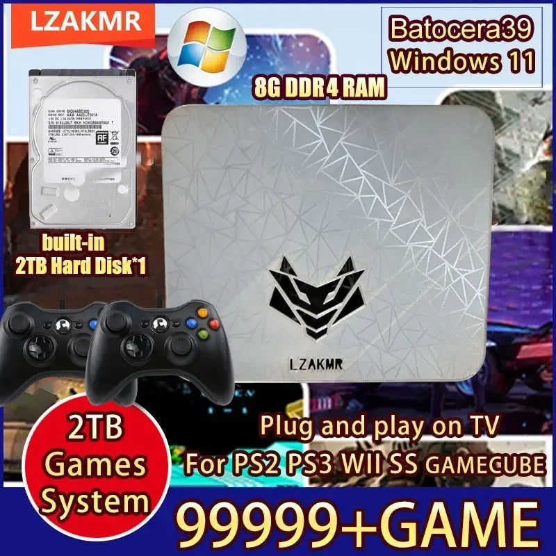 Sistema de Juegos Dual con Windows 11, 2/4 TB, NUEVO, Actualizado, I5-6600 AK1 Pro, con Más de 99999 JUEGOS para PS2, PS3, WII, SS, GAMECUBE, Sega Saturn