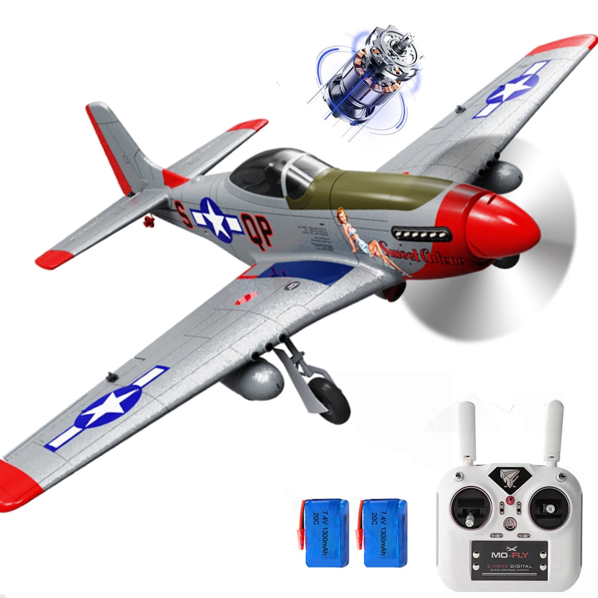 Avión de Control Remoto P-51D P51 Mustang de 690 mm y 27 Pulgadas, Avión de Juguete con Motor sin Escobillas para Principiantes, Adultos Mayores de 14 Años y Expertos, 4 Canales