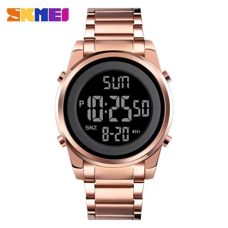 Reloj digital deportivo SKMEI de lujo para hombre, resistente al agua, de acero inoxidable, reloj de pulsera electrónico para caballero, modelo 1611