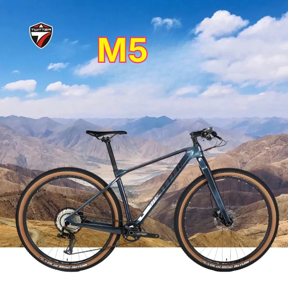 Bicicleta de montaña TWITTER M5 RS-13S ultraligera de clase XC de fibra de carbono T800 con horquilla de carbono, cableado interno, 27.5/29 pulgadas y frenos de disco hidráulicos