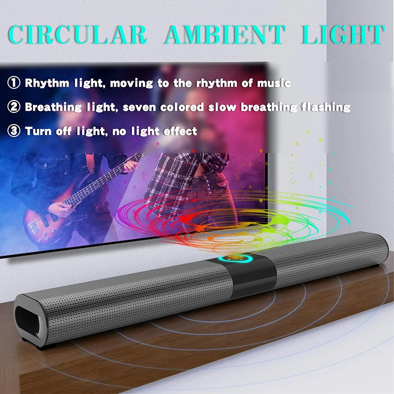 Barra de Sonido Bluetooth para TV, Subwoofer, Música, Radio FM Inalámbrica, Caja de Sonido, Bocina Grande, Bajo, Columna Bluetooth