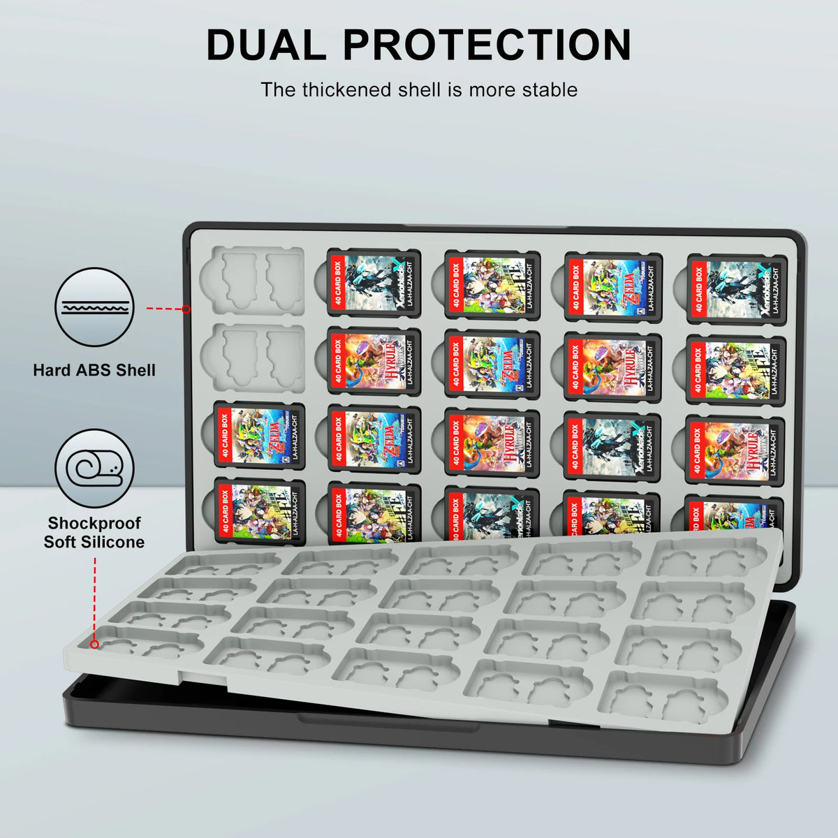 Estuche para Tarjetas de Juego para Switch 2, Switch OLED y Lite, Almacenamiento de Memoria con 40 Ranuras para Tarjetas de Juego y 80 Ranuras para Tarjetas MicroSD