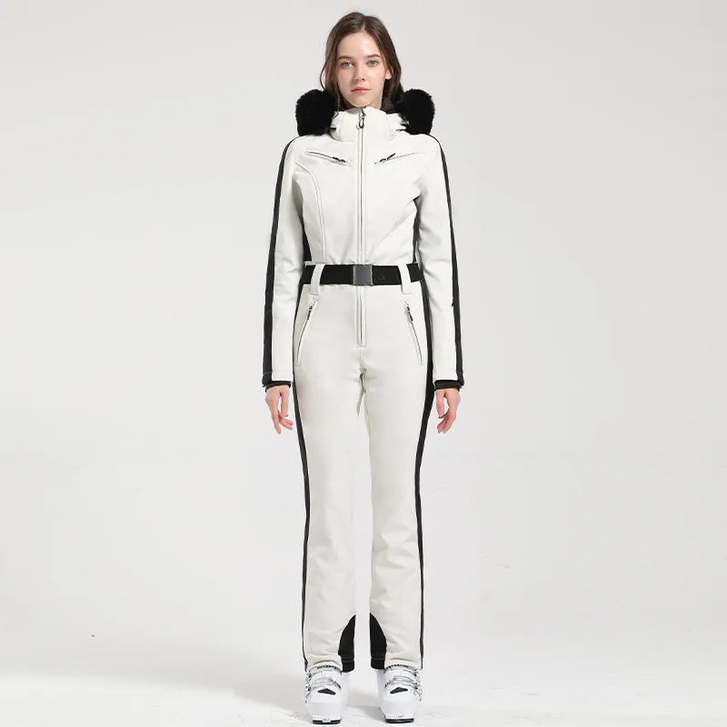 Traje de esquí de una pieza para mujer, monos gruesos de Snowboard para mujer, ropa transpirable impermeable a prueba de viento para invierno, traje de esquí