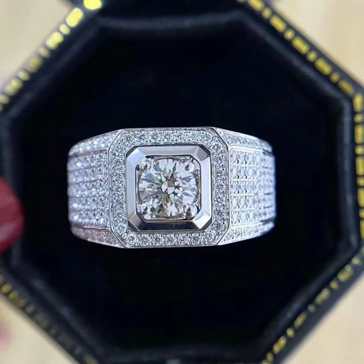 Anillo de Diamante Cultivado en Laboratorio con Corte Redondo, Certificado IGI, 0.50ct, D VS1, Oro Sólido de 18K, Anillo de Compromiso y Boda de Lujo para Hombre, Regalo para Él