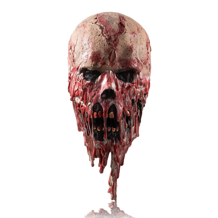 Máscara de calavera sangrienta de terror, Cosplay de esqueleto aterrador, máscara de látex de cara completa, casco, accesorios para disfraces de fiesta de Halloween