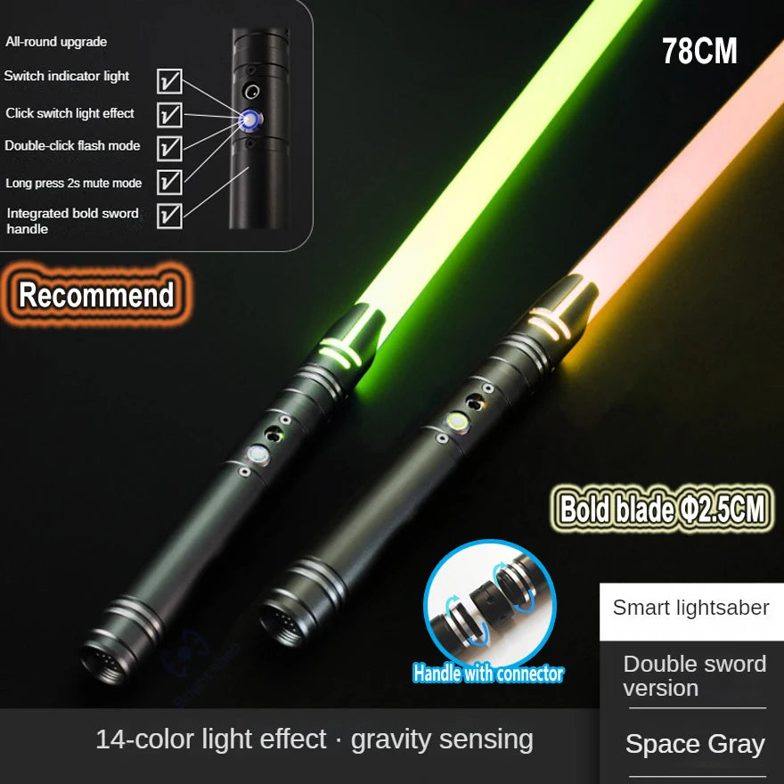 Juguete de espada láser de metal, sable de luz RGB con 7 colores, sonido, efectos Force FX, FOC Blaster, espada láser Jedi para niños, regalo
