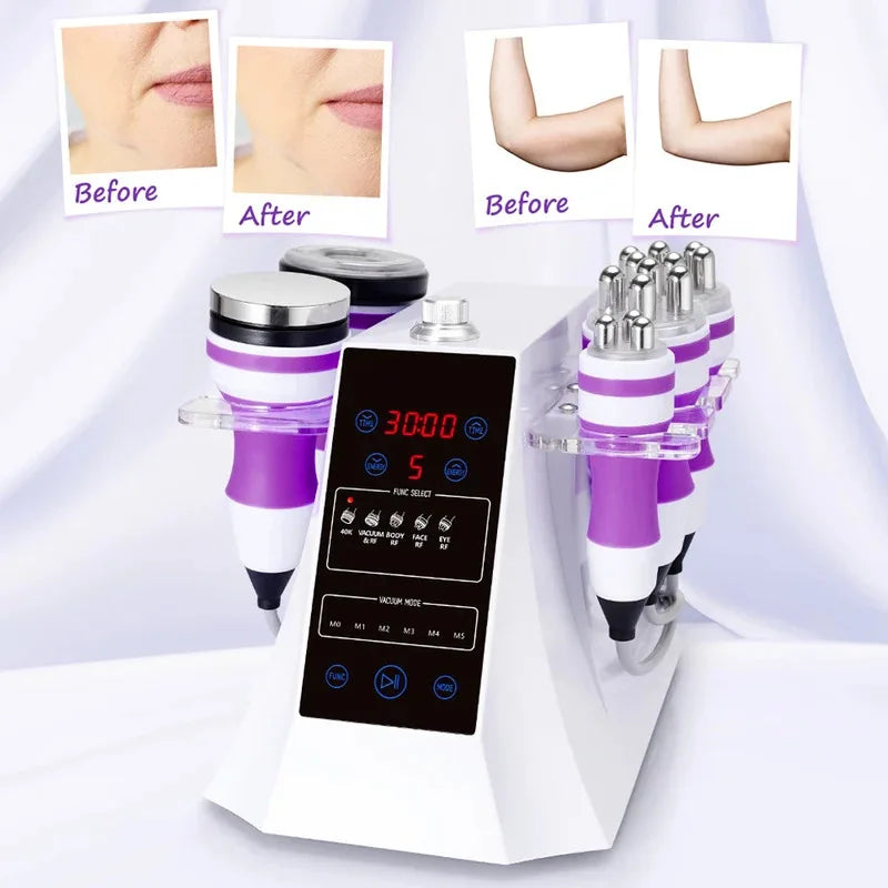 2025 5 en 1 Máquina de Cavitación Ultrasónica 40K Vacío Pérdida de Grasa Moldeadora Corporal Elimina Arrugas Dispositivo de Belleza Refared Uso en Casa Anti Ce