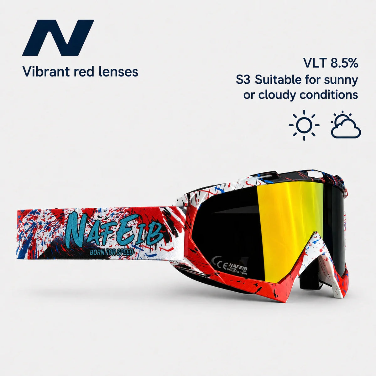 Gafas de Esquí, Aptas para Esquí y Snowboard, Gafas de Motociclismo para Todas las Estaciones, Equipadas con Lentes Anti-UV HD UV400