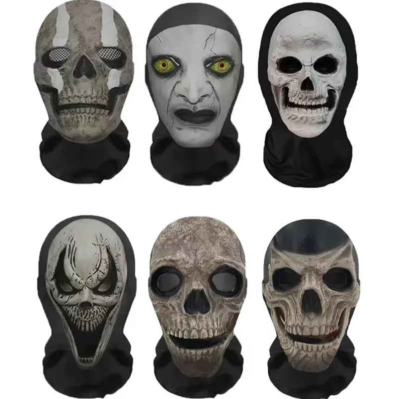 Máscara de cara de fantasma de Halloween impresa en 3D, máscara de malla elástica de cara completa, tocado de juego de rol de calavera, pasamontañas de terror para cosplay de Halloween