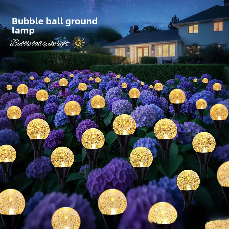 Nueva lámpara solar LED de bolas de burbujas para césped, decoración de festivales al aire libre, luz de ambiente, impermeable, para insertar en el suelo del patio