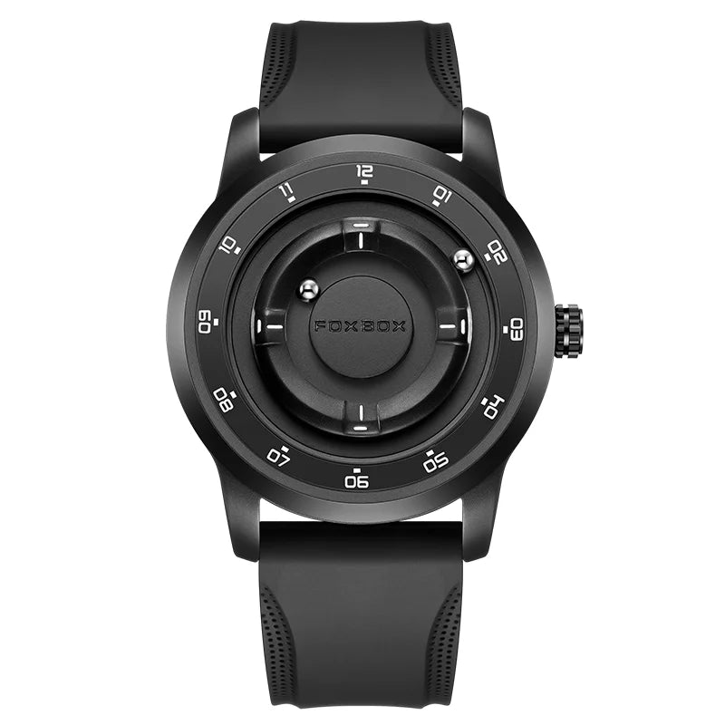 Reloj FOXBOX de moda personalizado con puntero magnético flotante, rodamiento de bolas libre, creativo, sencillo, resistente al agua, reloj de cuarzo para hombre