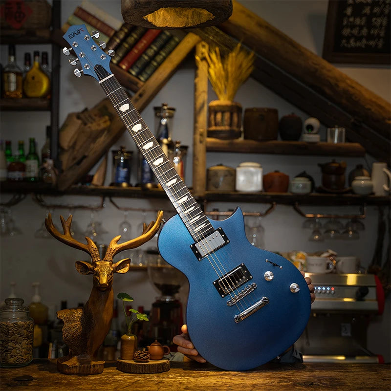 EART-guitarra eléctrica EGLP-610, cuerpo de caoba asado, juego de madera en junta de acero inoxidable 22F, diapasón de palisandro de la India