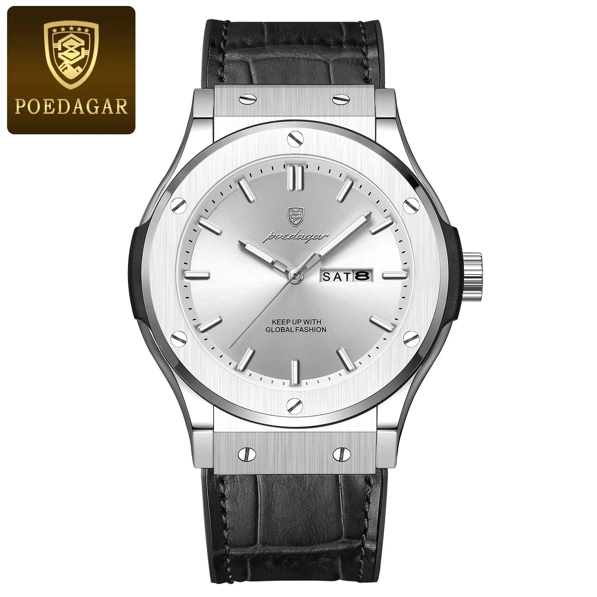 Reloj de lujo para hombre POEDAGAR, resistente al agua, con fecha y día, luminoso, correa de silicona, reloj de cuarzo a la moda para hombre