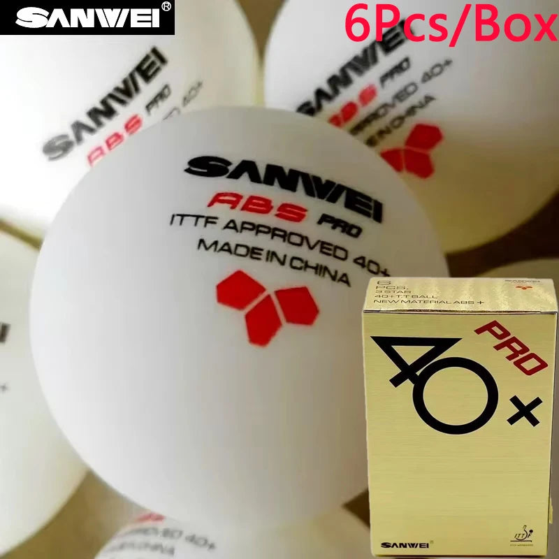Pelotas de tenis de mesa originales SANWEI ABS nuevo Material profesional 40+ pelotas de Ping Pong cosidas para competición y entrenamiento duraderas