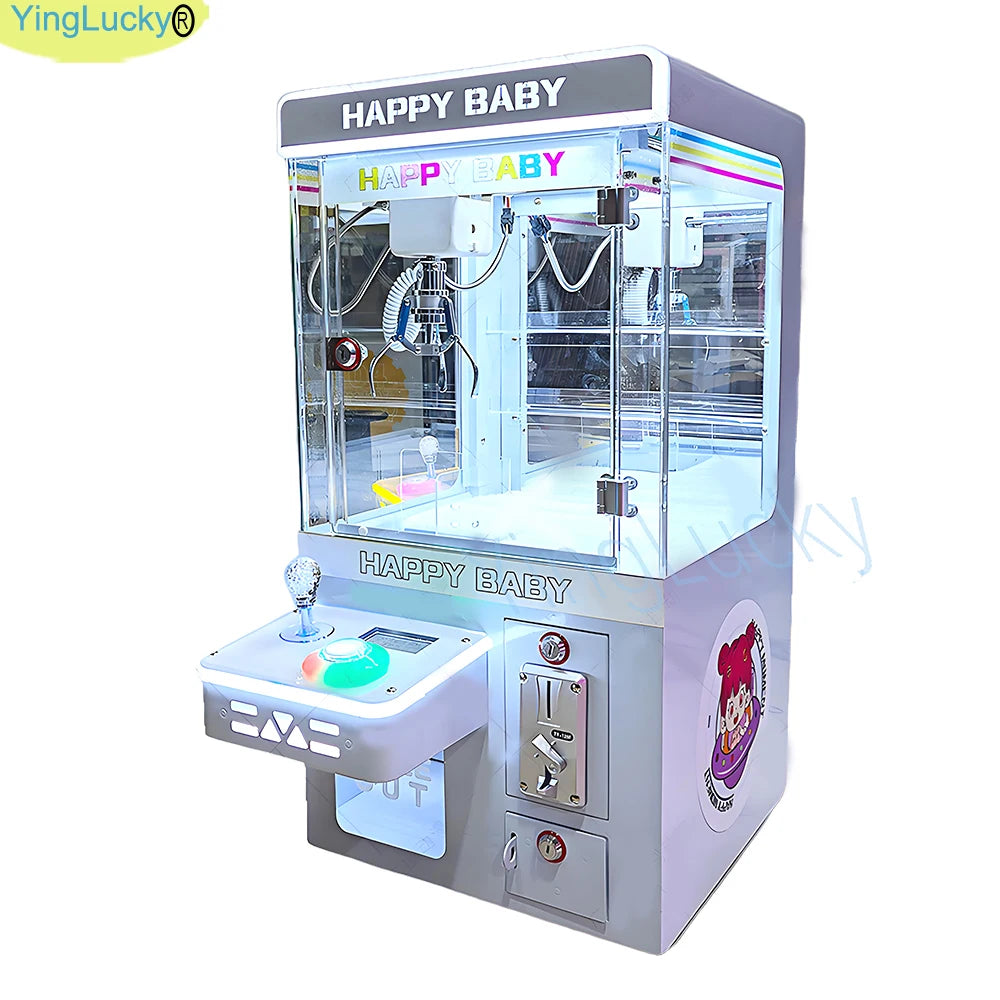 HAPPY Mini máquina de garra grúa de juguete para carnaval Arcade que funciona con monedas KTV Cinema LED 110V 220V, casa de marea