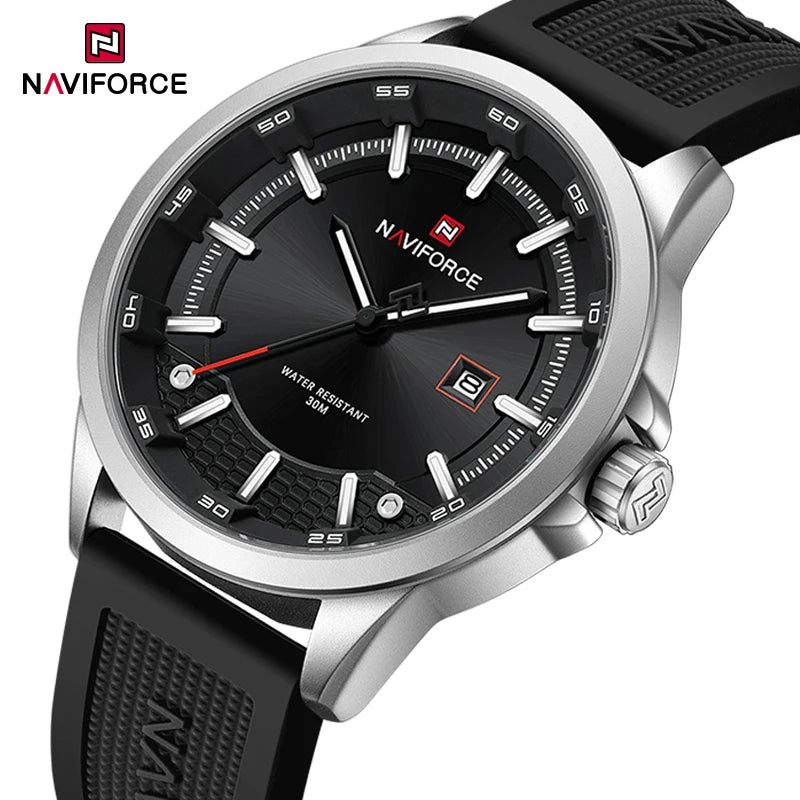 Reloj de pulsera de cuarzo para hombre NAVIFORCE de lujo, resistente al agua hasta 30M, con correa de silicona, estilo ejecutivo casual, reloj original para hombre