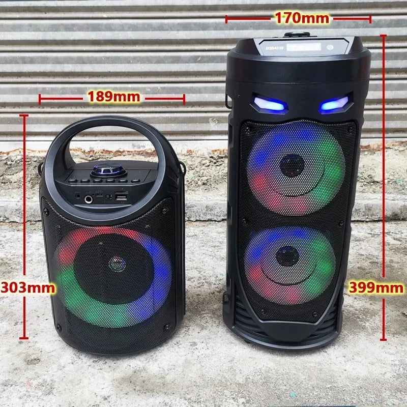 Columna inalámbrica de 30W, altavoz estéreo portátil con Bluetooth de gran potencia, subwoofer, altavoces de fiesta de graves con micrófono, Karaoke familiar, USB
