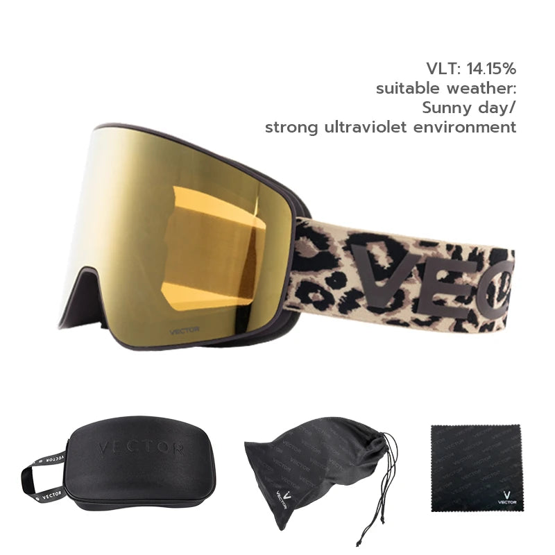 Gafas de Esquí VECTOR de Doble Capa Antivaho con Absorción Magnética, Cilíndricas, UV400, para Hombre y Mujer, Gafas de Snowboard POC