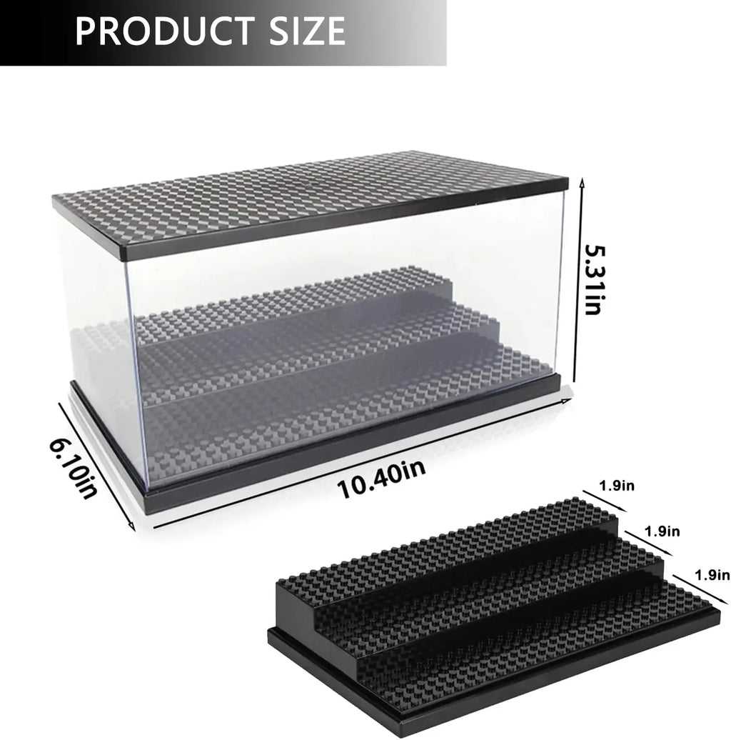 Vitrina para minifiguras con luces LED - Caja de exhibición de acrílico transparente a prueba de polvo para bloques de construcción y coleccionables