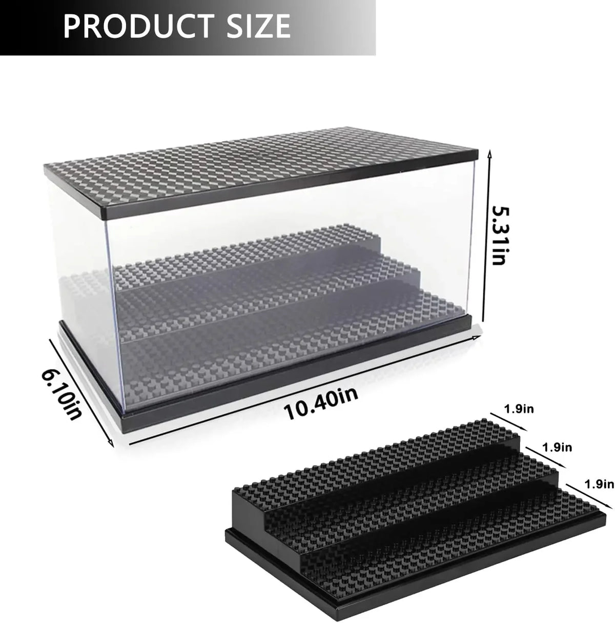 Vitrina para minifiguras con luces LED - Caja de exhibición de acrílico transparente a prueba de polvo para bloques de construcción y coleccionables