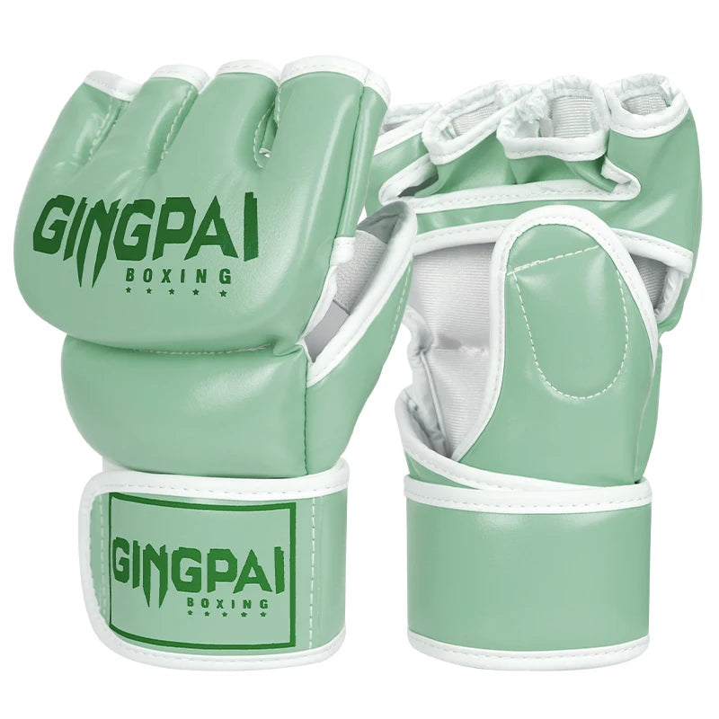 Nuevos guantes MMA de lucha de medio dedo, saco de boxeo de PU, guantes de boxeo de cuero PU de alta calidad, guantes de competición de media lucha MMA