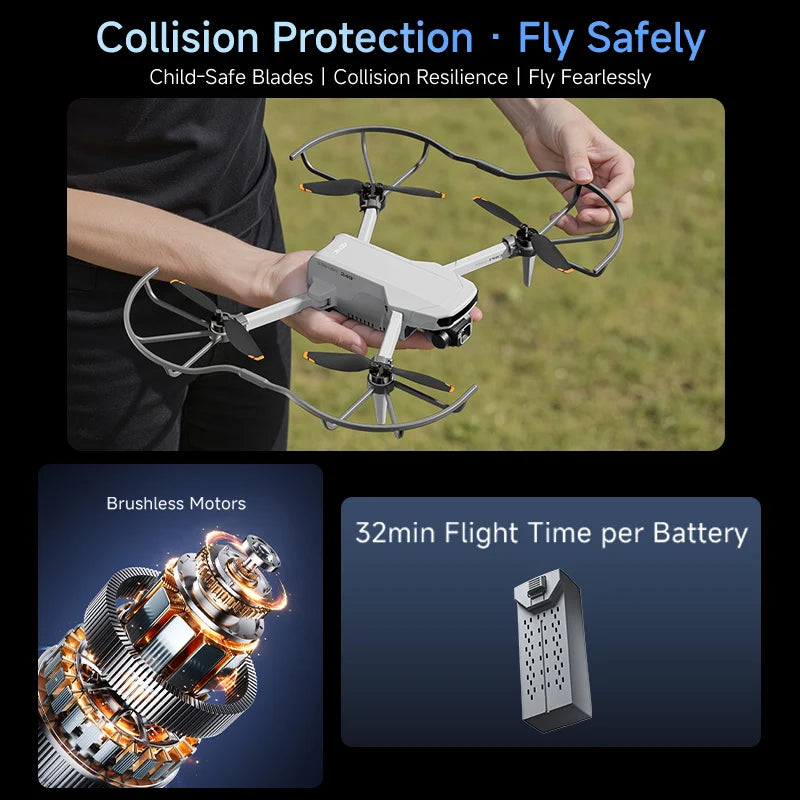 Dron 4DRC F15 con cámara 8K y cardán de 3 ejes, cuadricóptero plegable de 240 g, 30 min de vuelo, seguimiento inteligente por GPS, dron RC con motor sin escobillas