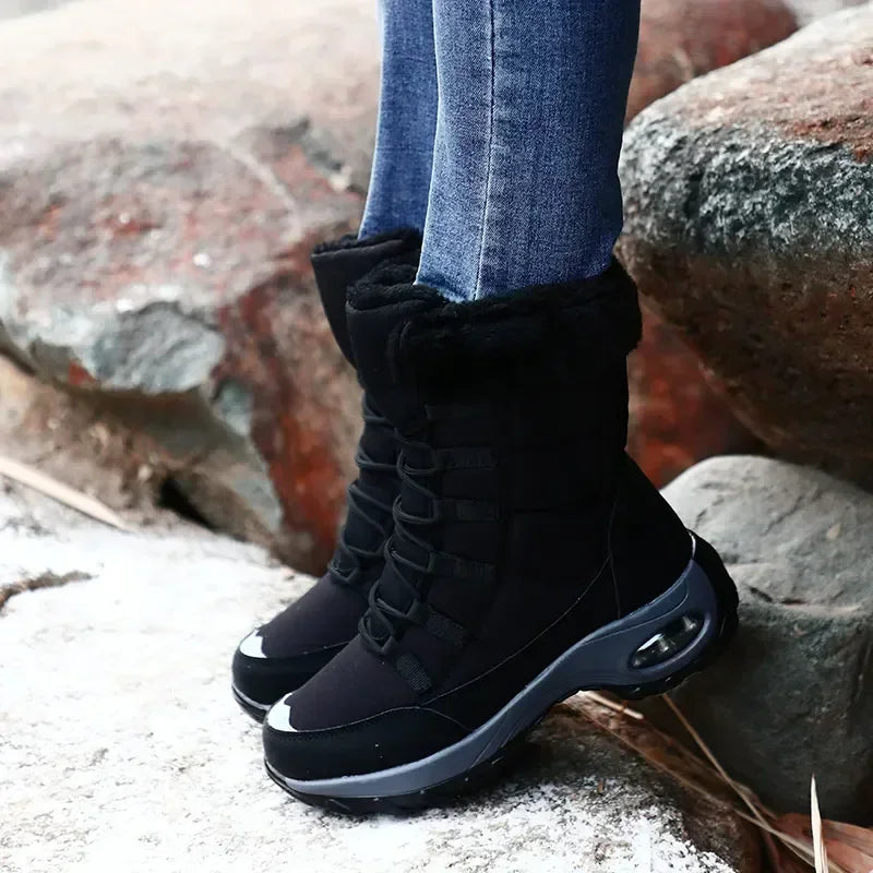 Botas de mujer de alta calidad, cálidas, con cordones, cómodas botas de senderismo impermeables para exteriores, talla 36-42 2024