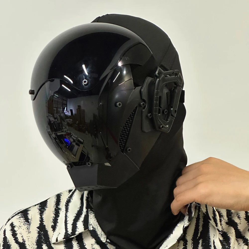 Máscara Cyberpunk para hombres, máscara LED de cuerno de buey, ropa técnica Punk futurista, Cosplay de Halloween, accesorios para fiestas y festivales de música