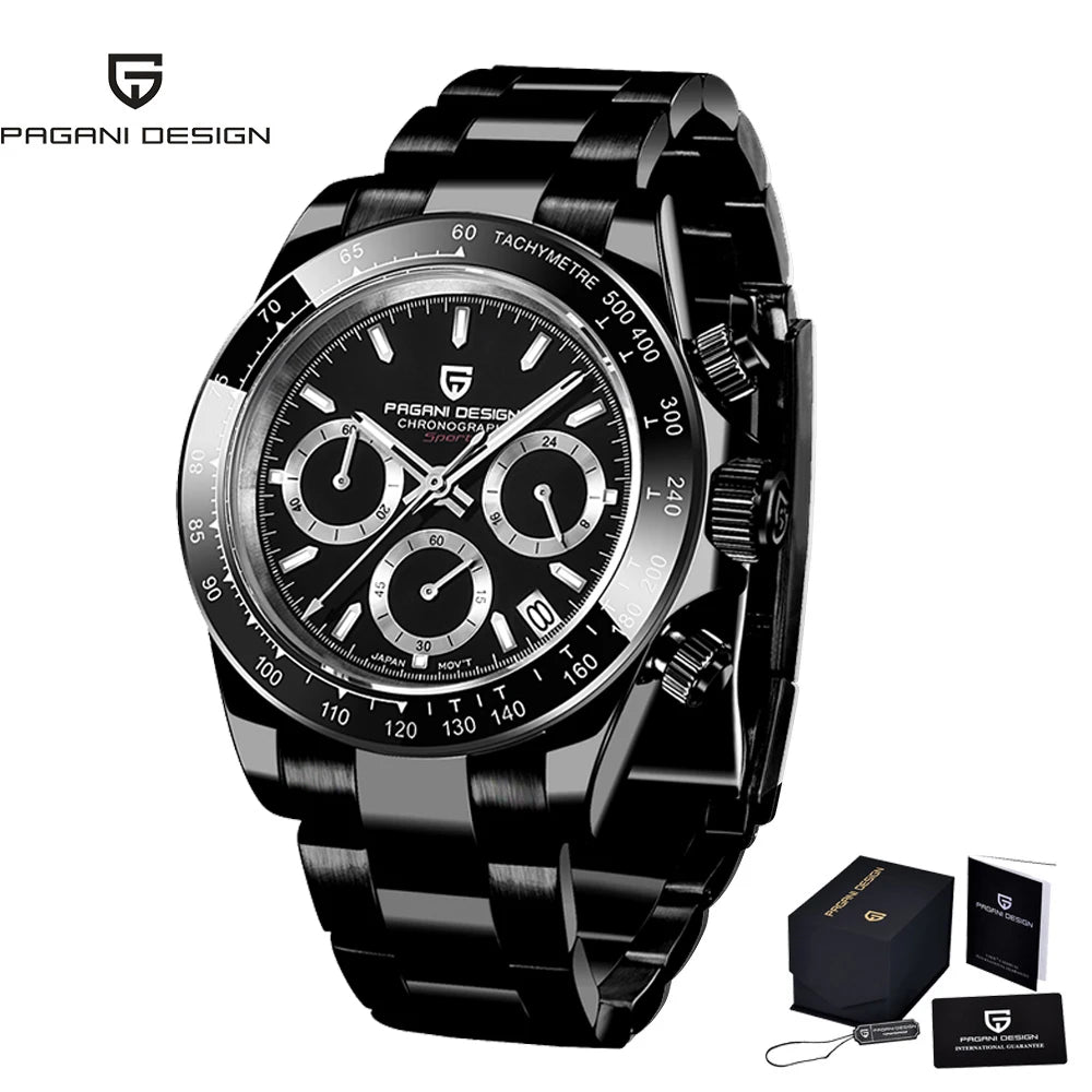 PAGANI Design Chronograph Quartz Watches Sports Sapphire Stainless Steel Waterproof watch for Men Reloj Hombre PD166