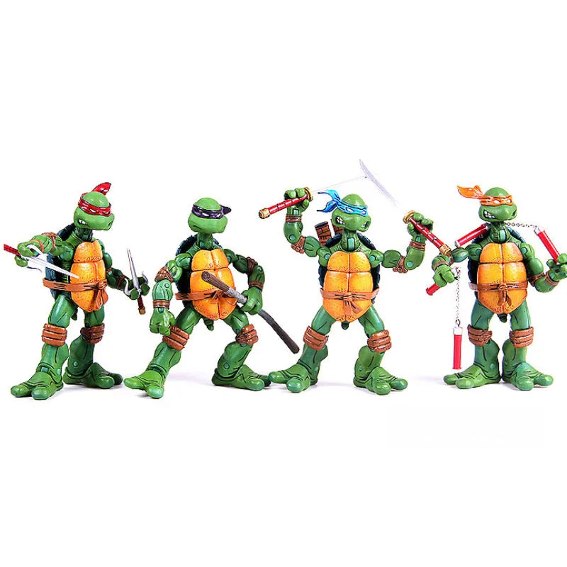 Set de 4 figuras de acción de las Tortugas Ninja, juguetes tipo manga, figuras de colección de PVC, artículos de anime, regalo para fans