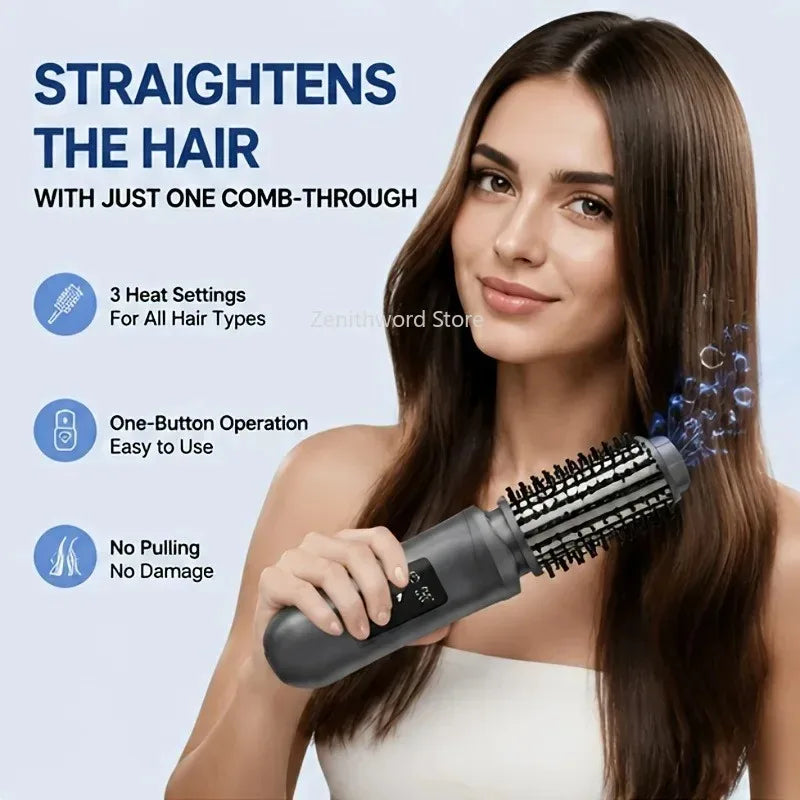 Cepillo Rizador, Secador de Pelo con Aire Caliente, Voluminizador, Peine Alisador, Herramienta de Peinado Multifuncional para Cabello Largo