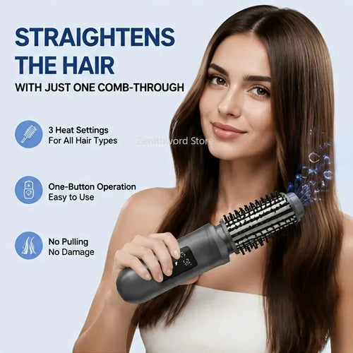 Cepillo Rizador, Secador de Pelo con Aire Caliente, Voluminizador, Peine Alisador, Herramienta de Peinado Multifuncional para Cabello Largo