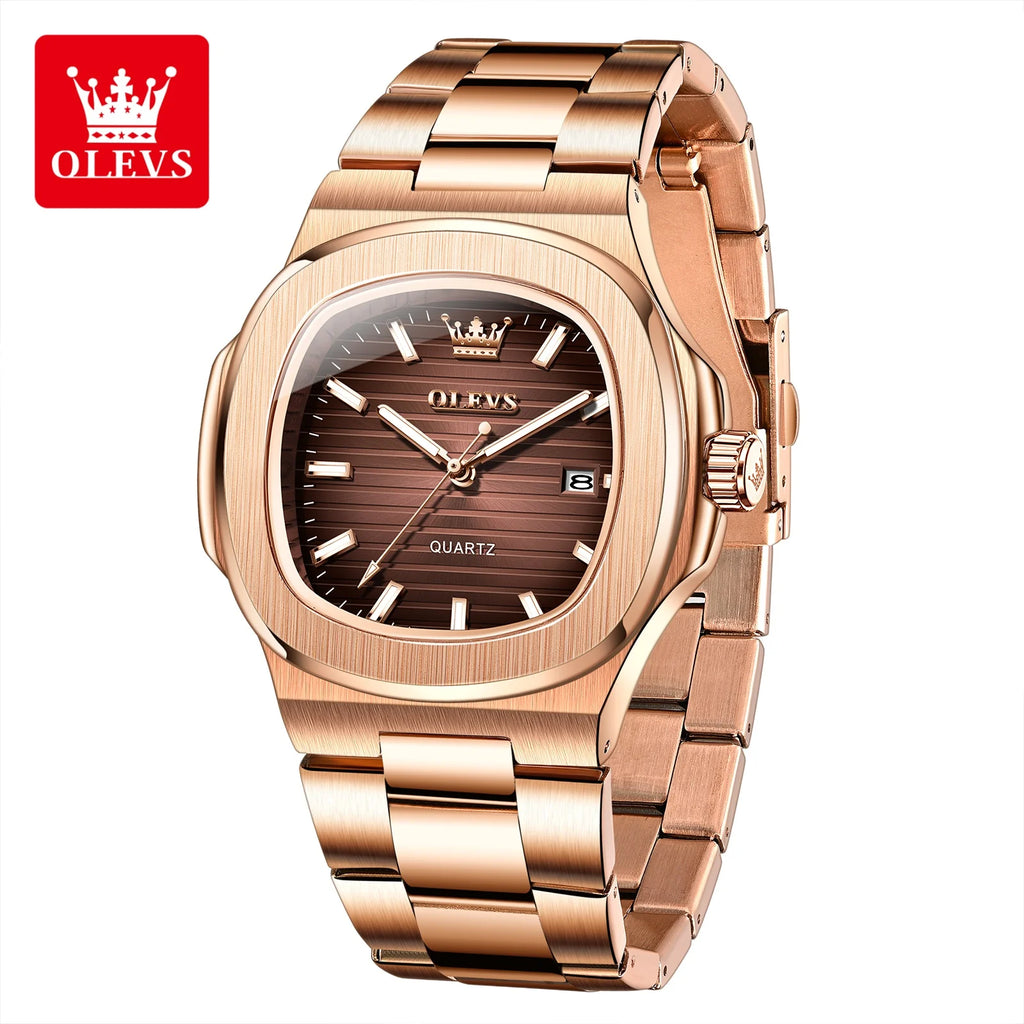 Reloj de cuarzo OLEVS 3696 para hombre, de lujo, con calendario, resistente al agua, reloj de pulsera de negocios para hombre, esfera grande luminosa, moderno, sencillo