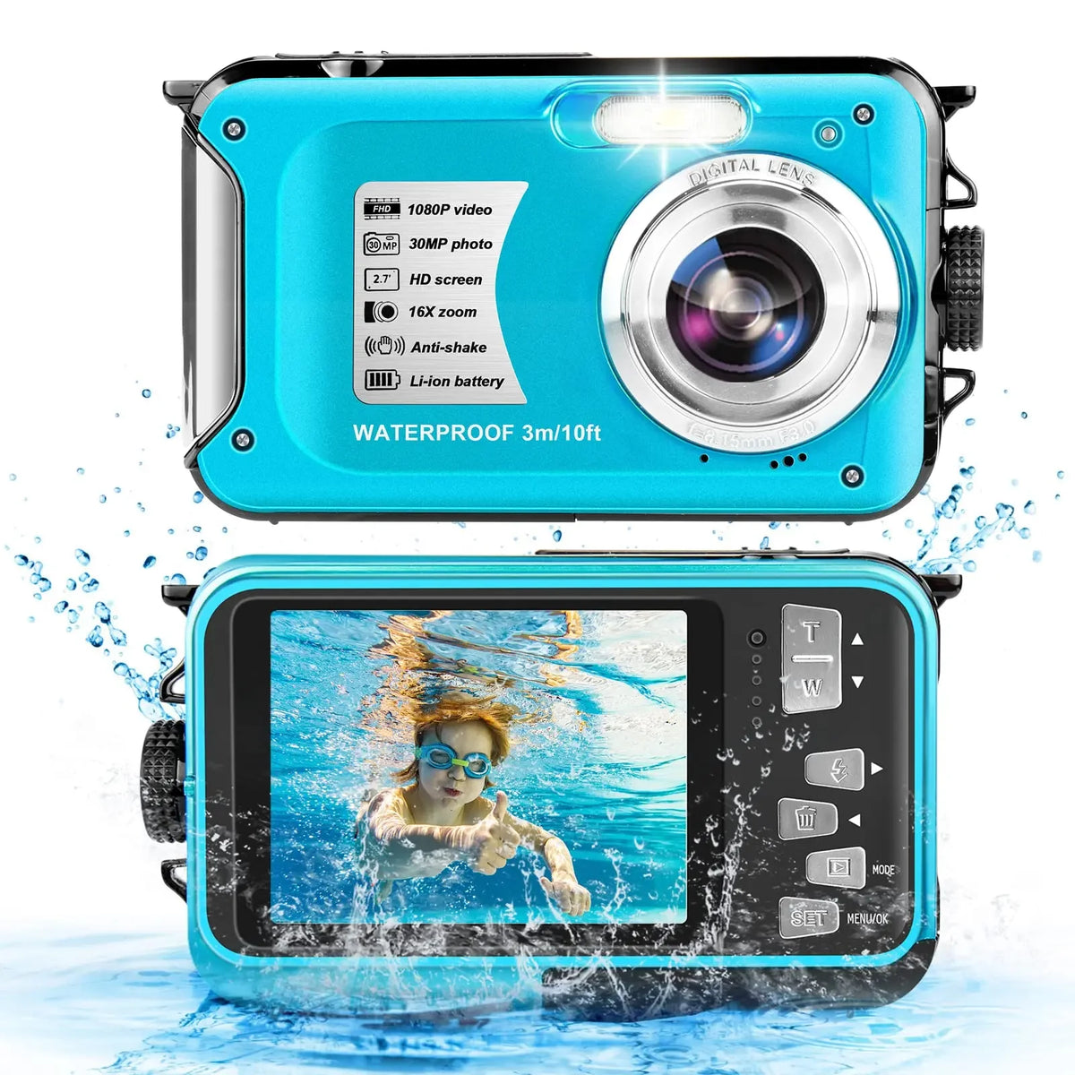 Videocámara deportiva cámara Digital cámara impermeable a prueba de golpes para nadar cámara Digital subacuática 1080P HD pantalla Dual