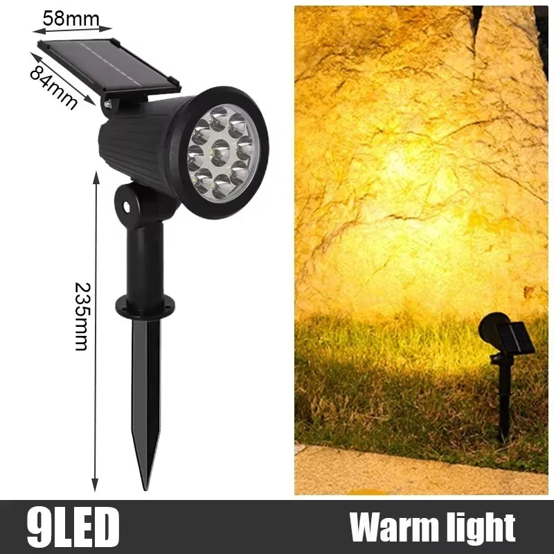 1/2 uds. Focos solares para exteriores, luz solar ajustable para paisajes, 9 LED RGB, impermeables, para árboles, jardín, estanque, patio y camino