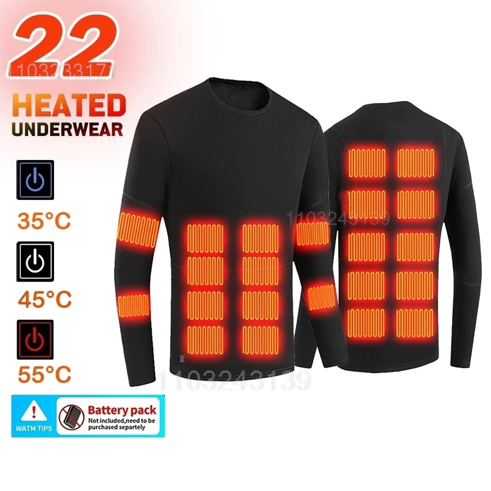 Ropa interior térmica con calefacción eléctrica USB para hombre y mujer, ropa interior autocalentable de esquí, 52 áreas
