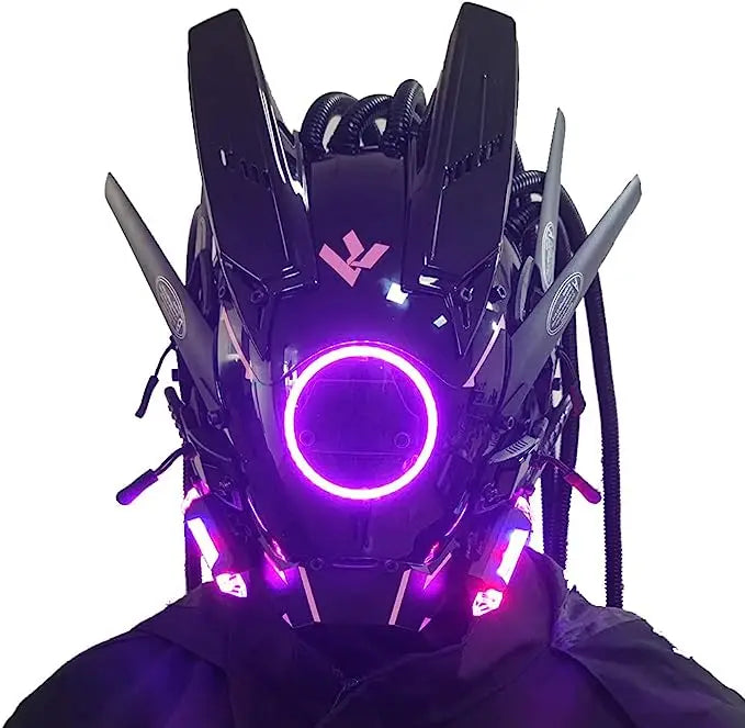 Máscara Cyber punk LED peinado trenza Halloween Navidad juego de rol casco fiesta regalo para adultos ﻿