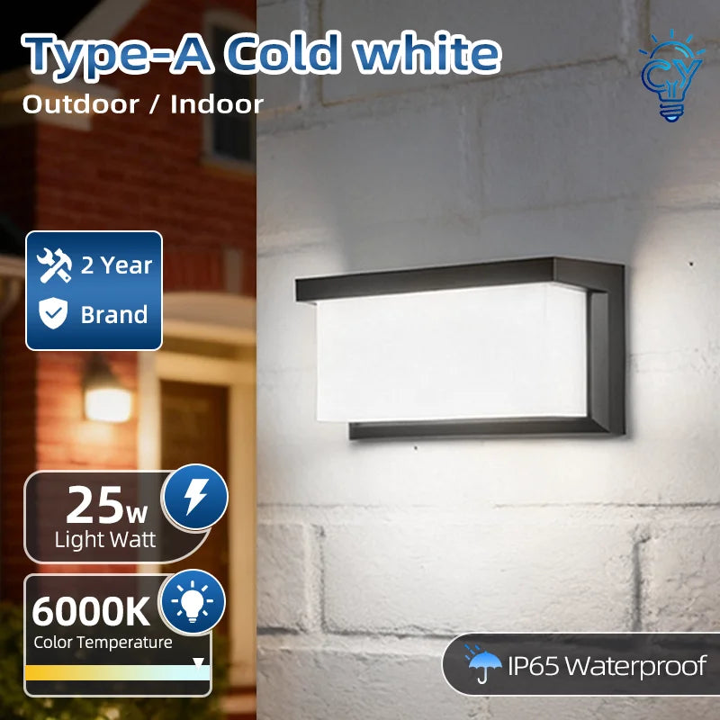 Aplique de pared LED para exteriores, lámpara de pared impermeable IP65, iluminación LED para exteriores, luces de porche para balcón, jardín, hogar y dormitorio, 85-220V