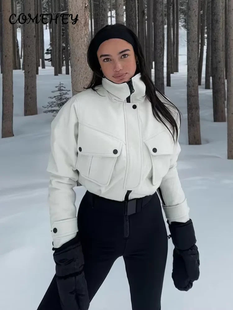 Mono de esquí de moda para mujer con cuello alto, cremallera, manga larga, cinturón, corte ajustado, cintura alta, mono cálido, ropa de esquí para mujer, invierno 2026