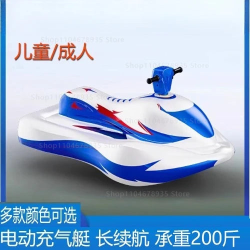 Jet Ski eléctrico para adultos, moto acuática motorizada inflable con diseño de seguridad para niños