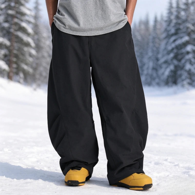 Nuevos pantalones de esquí para hombre, ideales para el invierno, resistentes al viento y al agua, con cremallera, transpirables, de corte holgado, diseño sencillo y color liso, perfectos para actividades deportivas al aire